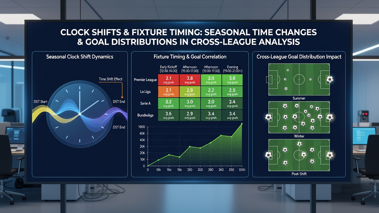 Data visualization of goal distribution changes across European leagues following daylight saving transitions