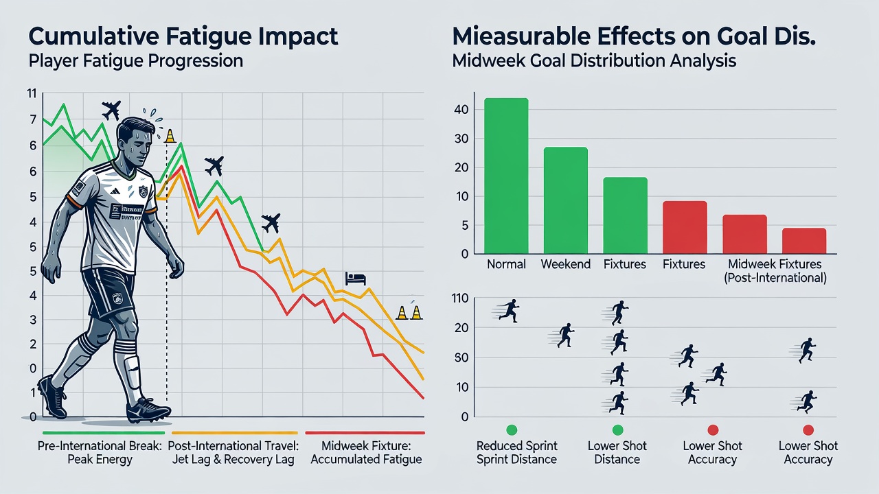 Midweek match data charts showing goal distribution changes after international breaks