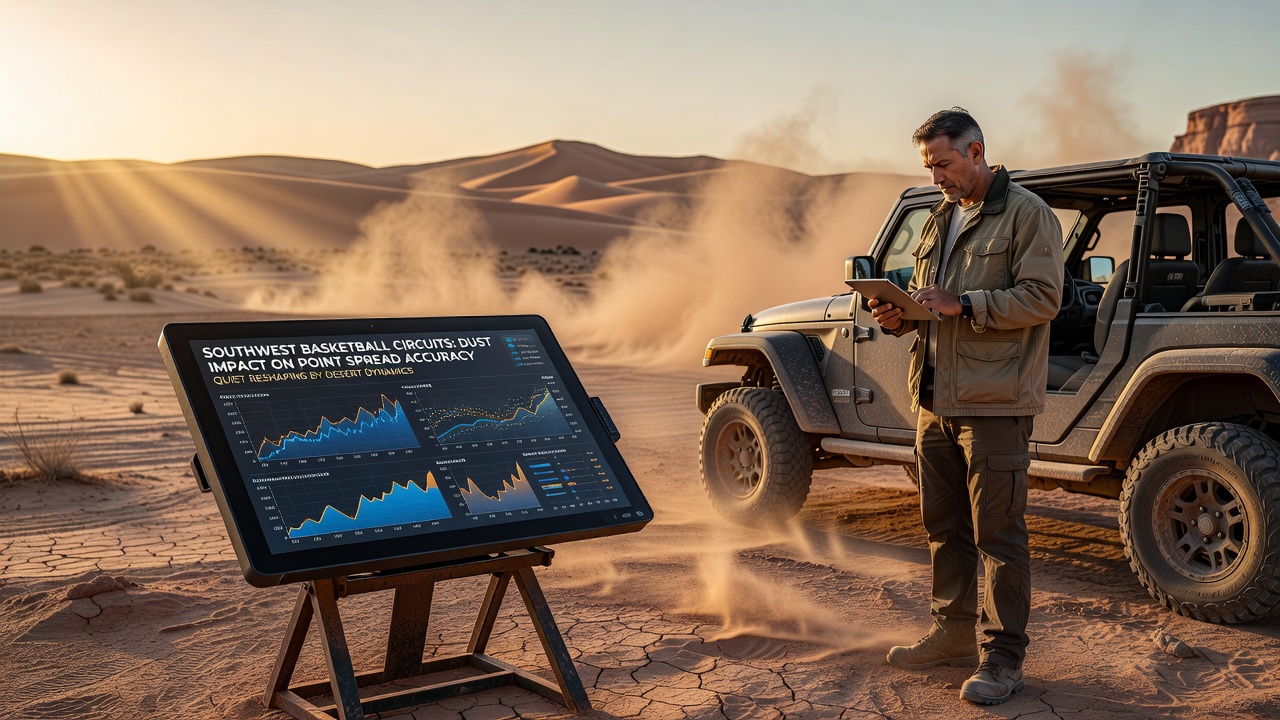Data charts showing basketball performance metrics correlated with air quality readings in desert regions