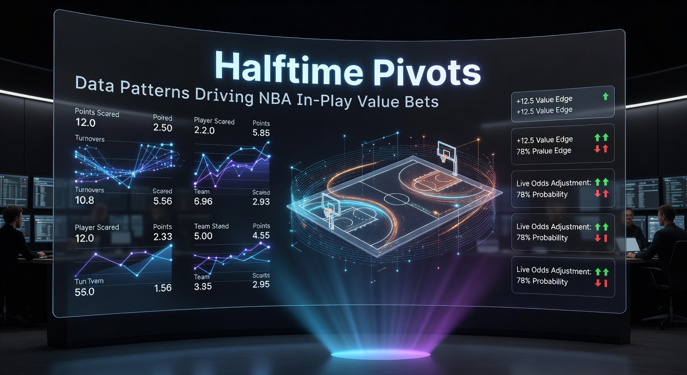 NBA halftime scoreboard showing live betting odds adjusting in real-time during a close game