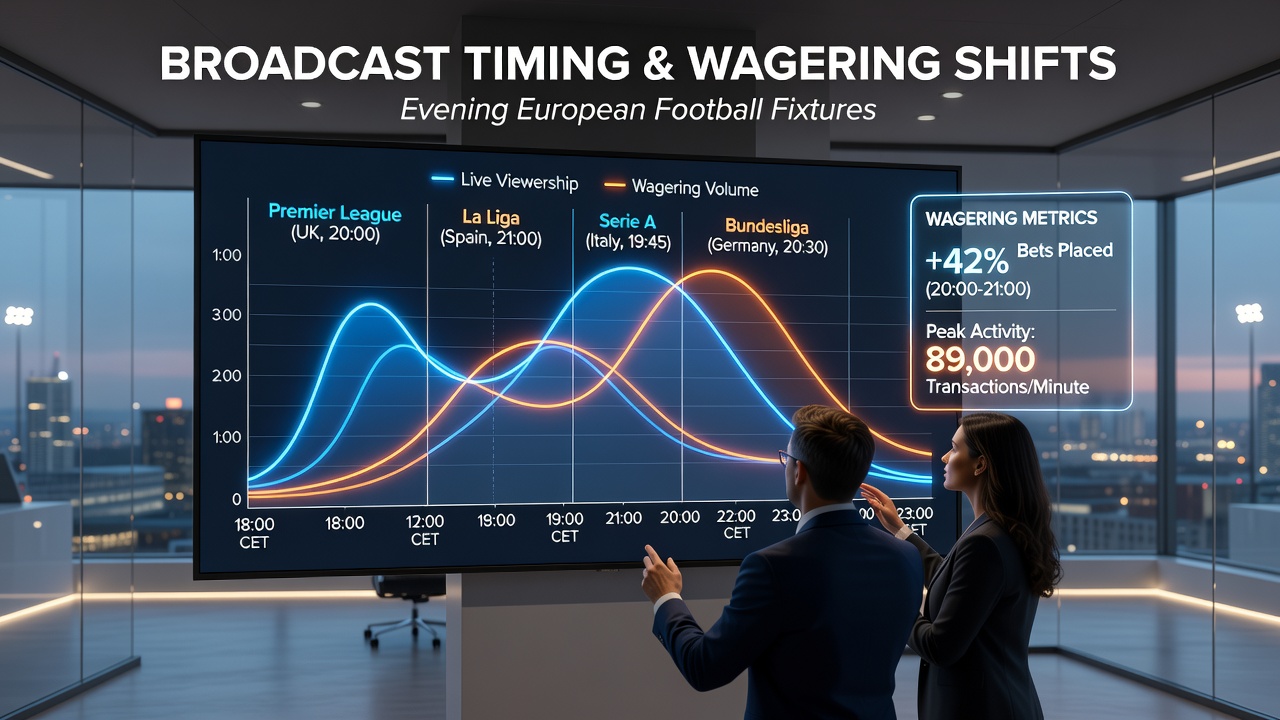 Broadcast timing windows influencing evening football wagering patterns across European leagues