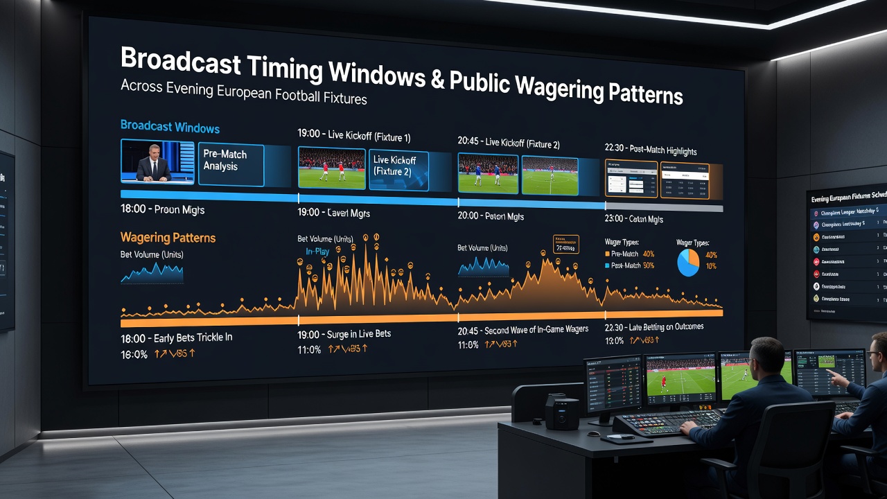 Live betting activity patterns shifting with evening broadcast windows in European football
