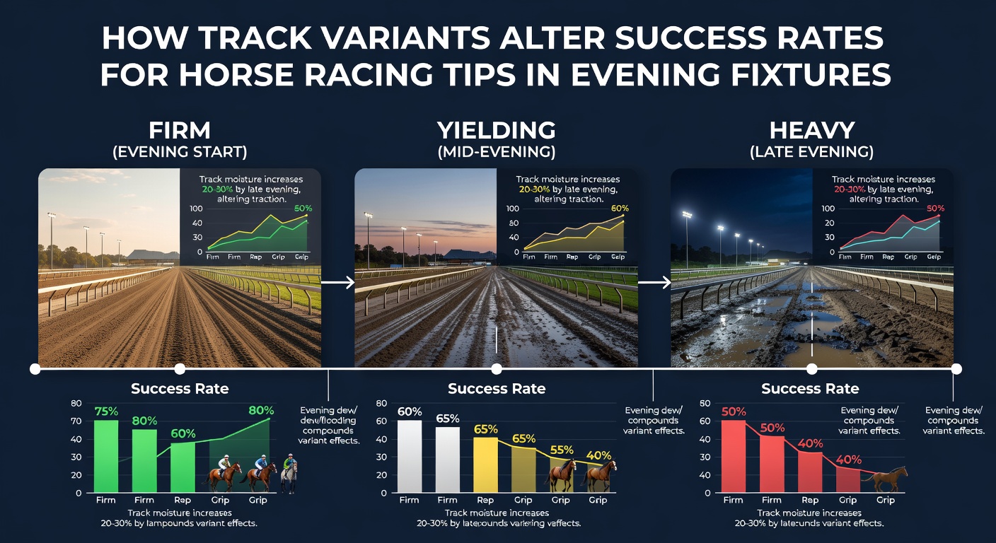 Data charts comparing horse racing tip success rates on varied evening track conditions