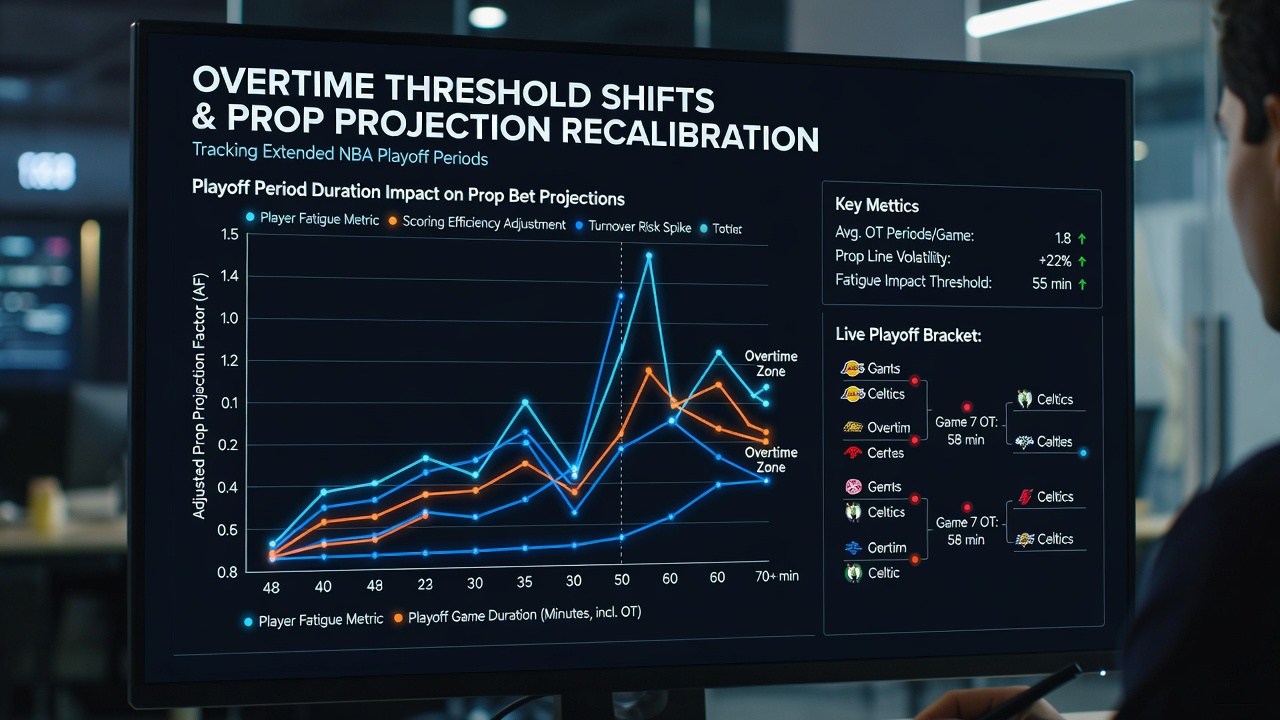 Data visualization of NBA prop projection adjustments after consecutive travel games in 2026 playoffs
