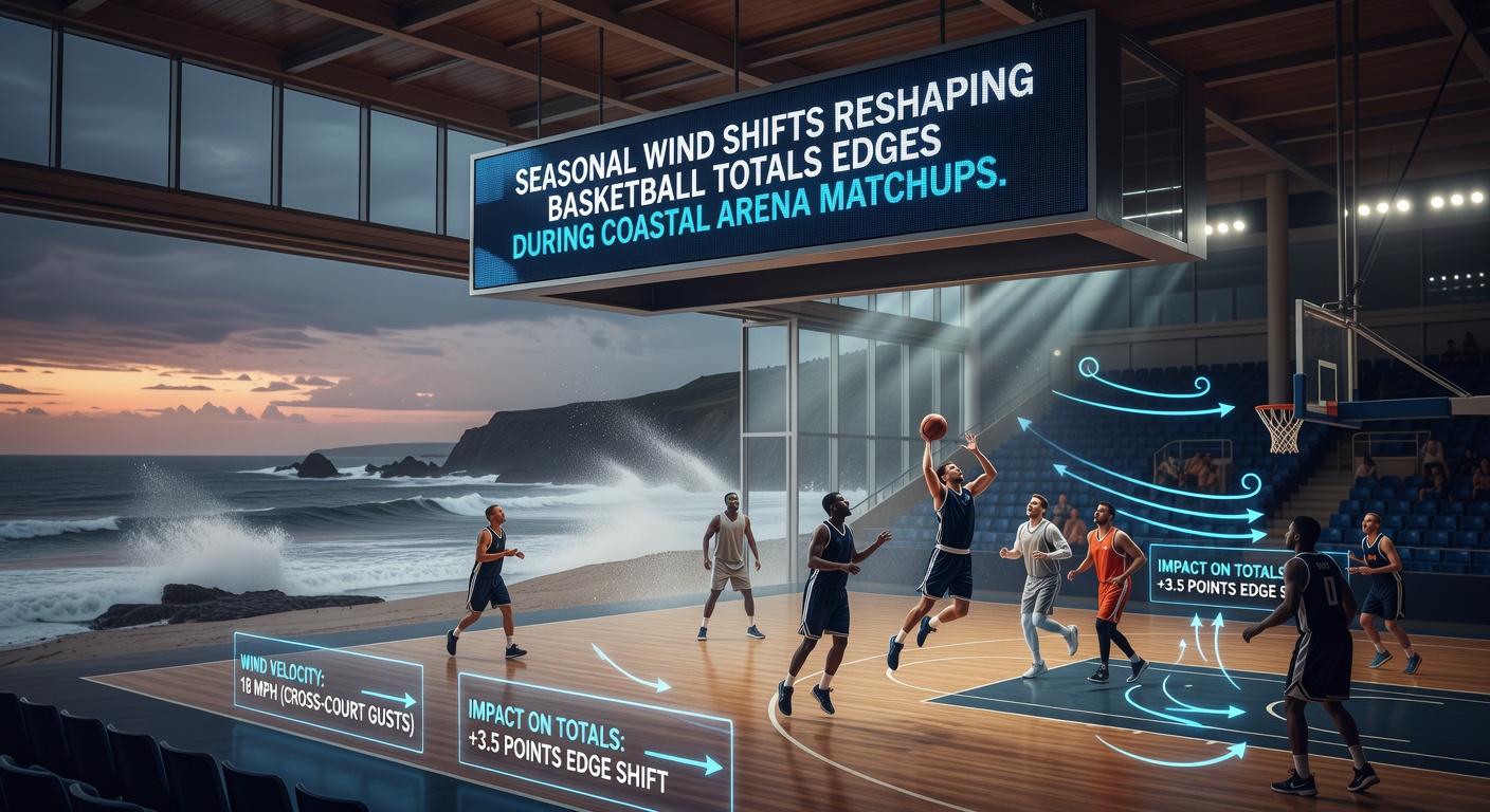 Interior view of basketball game with arena ventilation systems highlighted