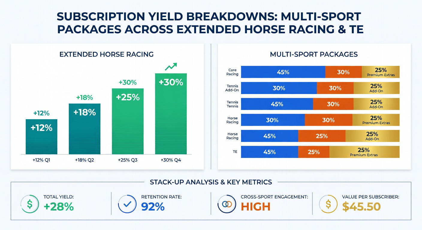 Graph showing tennis and horse racing subscription yield trends from January 2025 through June 2026