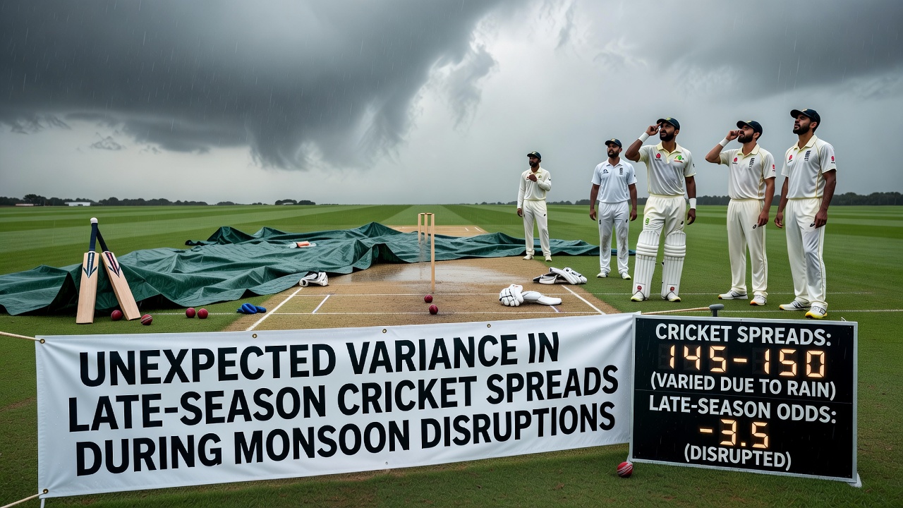 Cricket match delayed by heavy monsoon rains affecting late-season spreads